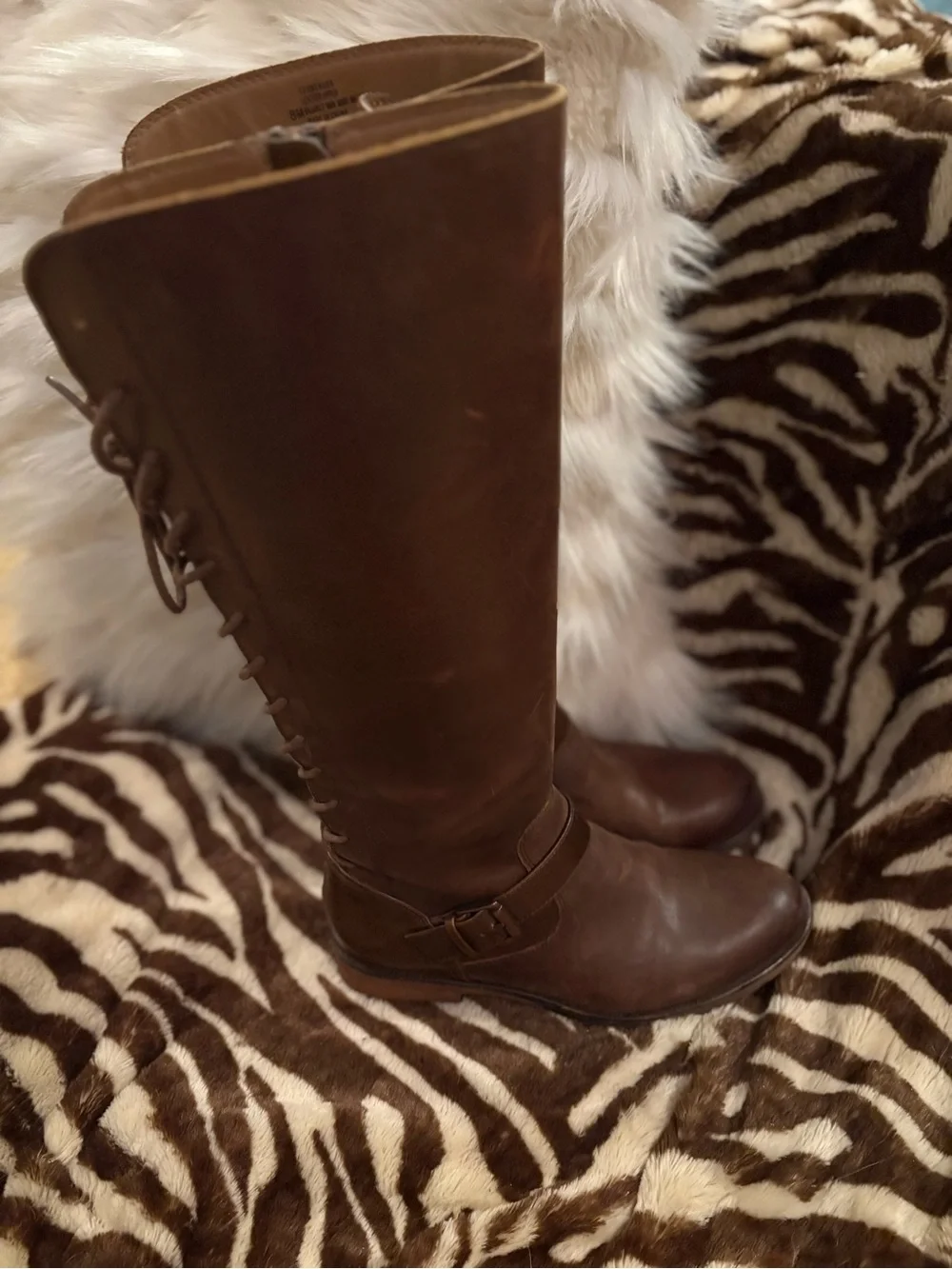 Classic Brown Tall Leather Riding Boots